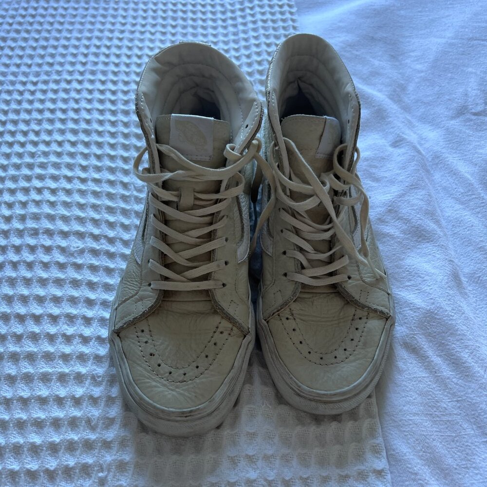 Vans Cream Leather Sk8-Hi Slim Sneaker - Picture 4 of 7